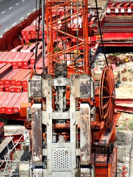 A large industrial drill at construction site