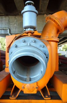 Large pumps and metal tubes for sewage collection
