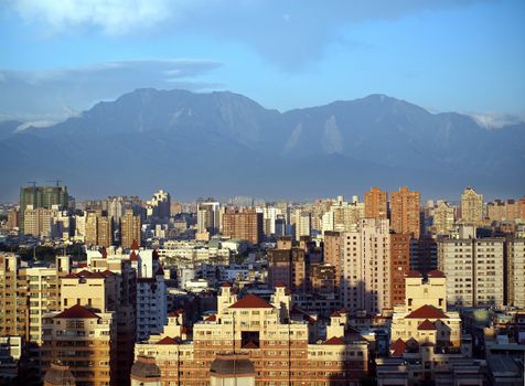 View of Kaohsiung with the Central Mountains in the back