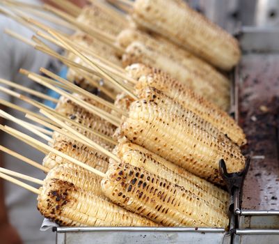 Barbecued white corn is a popular street food in Taiwan