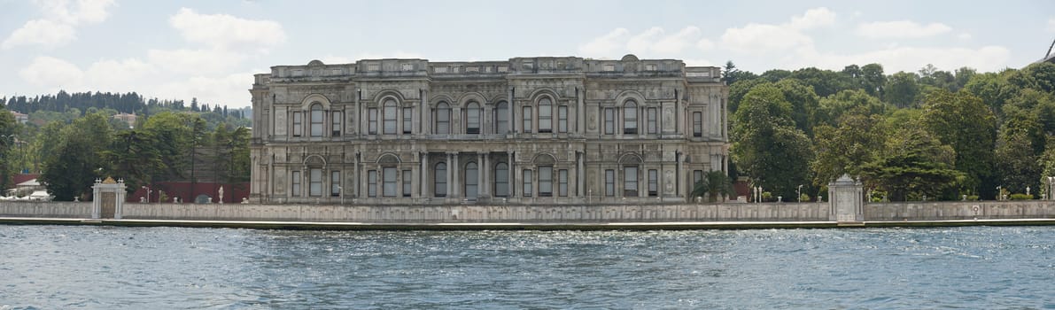 Large Beylerbeyi palace in Istanbul, Turkey on the edge of the Bosphorus river