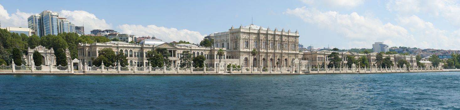 Dolmabahce palace on bosphorus river in istanbul turkey