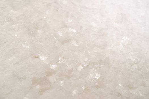 Closeup of flake ice at seafood market or super market.