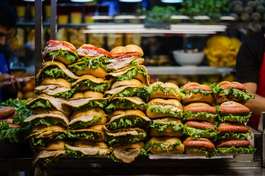 Tower of sandwiches in the center of Lima