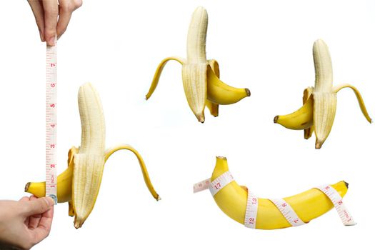 Collection banana on white background. isolated