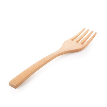 Wooden fork isolated on a white background.