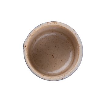 Ceramic black cup isolated on a white background. Top view.