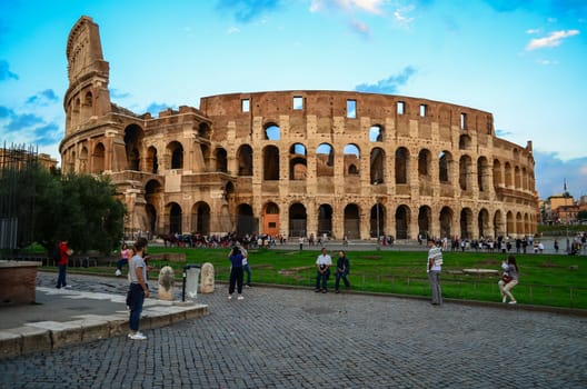 Popular lendmark - ancient Coliseum (Colosseum) in Rome, Italy