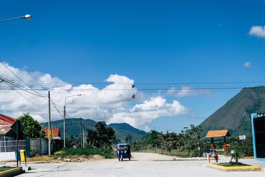 One of the views in Oxapampa located in the central Peruvian jungle, is very typical to see people mobilize on motorcycles