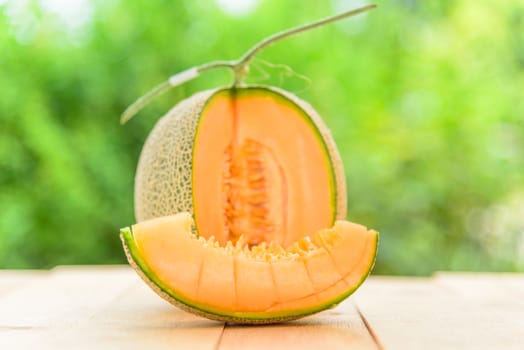 Fresh Orange melon on the plate