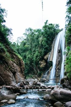 Velo de la Novia waterfall located in Chanchamayo - Peru, in the Yurinaki area