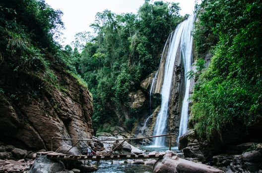 Velo de la Novia waterfall located in Chanchamayo - Peru, in the Yurinaki area