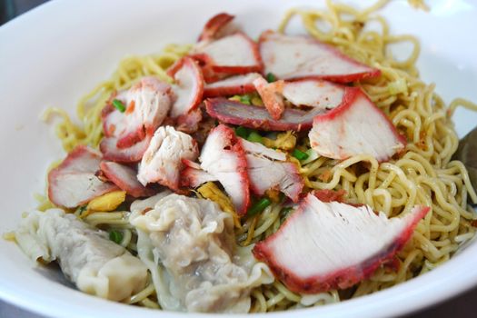 Egg noodle  with red roast pork