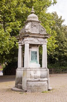 Drinking Fountain memorial, Rivermead, Reading, Berkshire. Memorial to the former mayor of Reading Frank Attwells who died in office in 1892.  Over 100 years old and on permanent public display