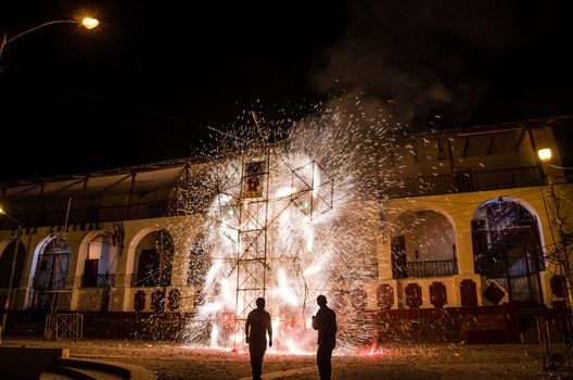 Fireworks from the town of Canta in September located in Lima - Peru