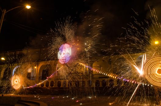 Fireworks from the town of Canta in September located in Lima - Peru