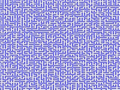 An intricate maze with a blue pattern on white
