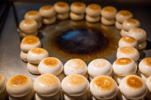 Hong Tang GuoKui sweet chinese buns snacks close-up view in Chengdu, Sichuan province, China