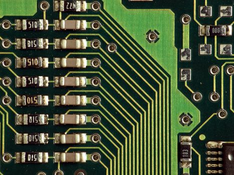 Macro image of an integrated electronic circuit board