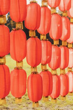 Red chinese lanterns hanged for the chinese new year in China