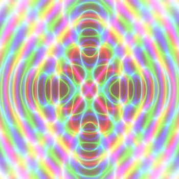 Symmetric and concentric pattern in brightly colored neon light colors
