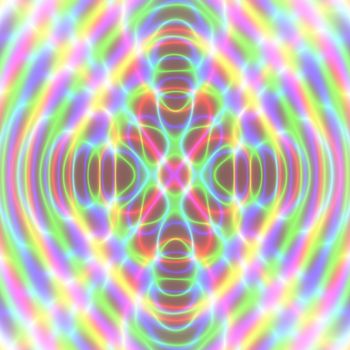 Symmetric and concentric pattern in brightly colored neon light colors
