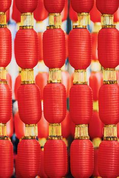 Red chinese lanterns hanged for the chinese new year in China