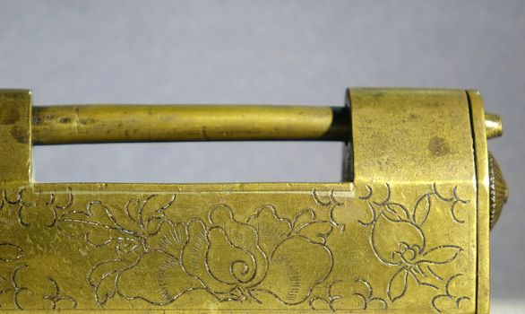 Ancient Chinese padlock or box lock made from bronze
