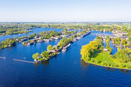 Aerial panorama from the Vinkeveense plassen in the Netherlands