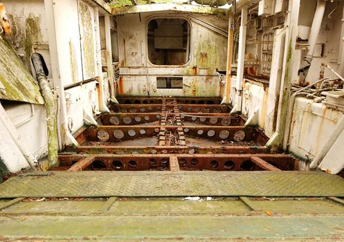 An interior view of a World War Two landing craft