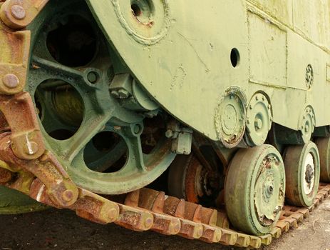 The continuous track of a World War Two landing craft
