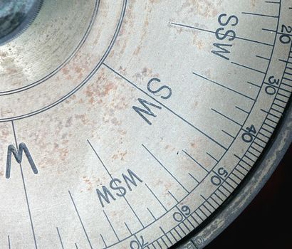 Detail of an old compass rose showing southwest