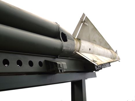 A World War 2 obsolete vintage rocket is on display 