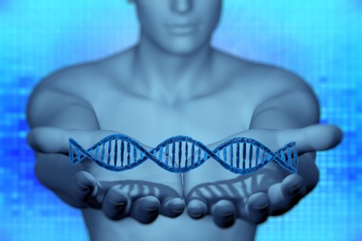 digital illustration 3dman and DNA