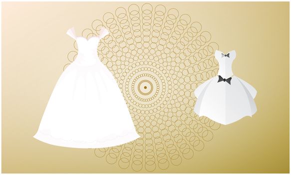 mock up illustration of wedding dress on abstract background