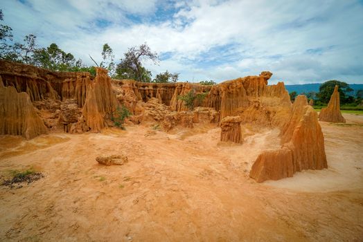 Lalu Thailand's Canyon in Sa Kaeo province - Unseen Thailand. A subsided land which is a result of a natural phenomenon cause by the erosion of rainwater and the subsidence or collapse of soil. 