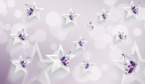 3d wallpaper  purple flower swan butterfly jewelry  background