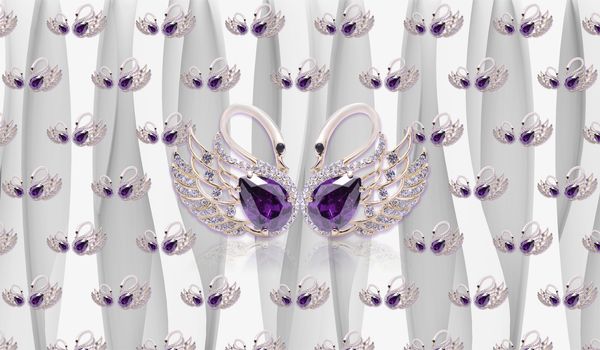 3d wallpaper  purple flower swan butterfly jewelry  background