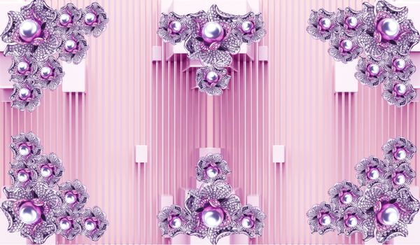 3d wallpaper  purple flower swan butterfly jewelry  background