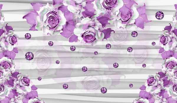 3d wallpaper  purple flower swan butterfly jewelry  background