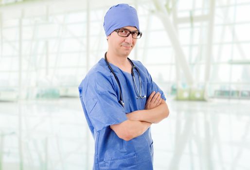 happy male doctor at the hospital