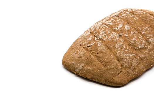 Homemade spelt bread isolated on white background