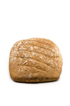 Homemade spelt bread isolated on white background