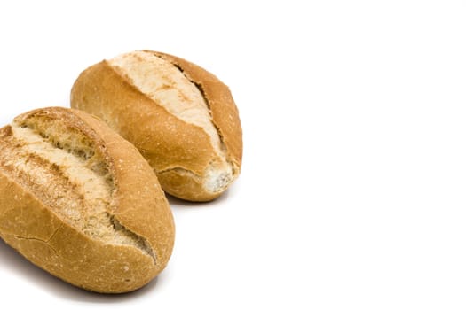 Baked small breads isolated on white background