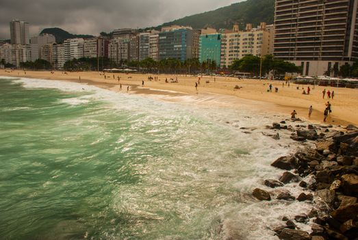 Rio de Janeiro, Copacabana, Lama beach, Brazil: Beautiful landscape with sea and beach views. The most famous beach in Rio de Janeiro, Brazil