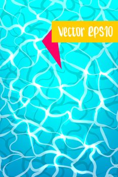 Vertical Hello summer pattern poster. Sea water pool waves vector background illustration. Travel tropical relax spa banner. Clear underwater template.