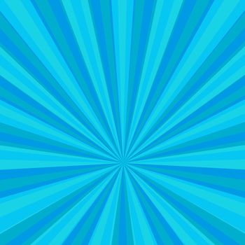 Colored back Pop Art Style blue background. For comic text bubble backdrop line space. Funny sun beam template. Vector illustration.