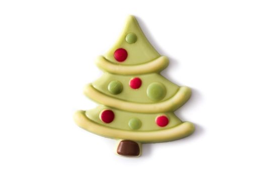 Christmas tree chocolate bonbon isolated on white background