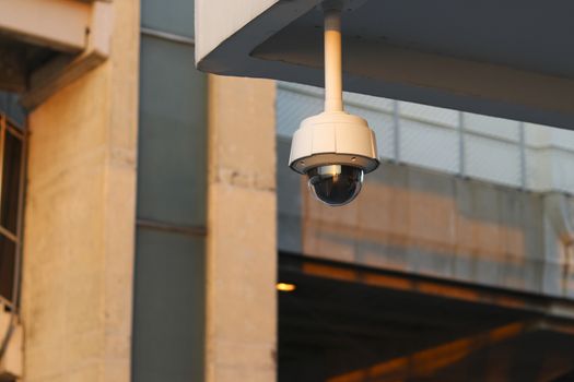 CCTV installed at the building's eaves to ensure safety around the building.