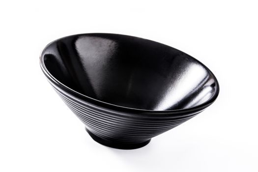 Empty black bowl kitchenware isolated on white background